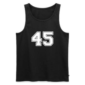 45 - Men's Premium Organic Tank Top - black - Front - AI Model Male 178 light (178cm)