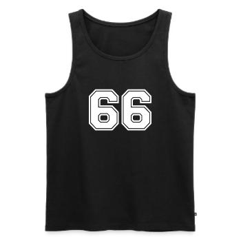66 - Men's Premium Organic Tank Top - black - Front - AI Model Male 178 light (178cm)