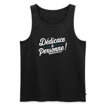 Dédicace à personne - Débardeur bio Premium Homme - noir - Devant - AI Model Male 178 light (178cm)