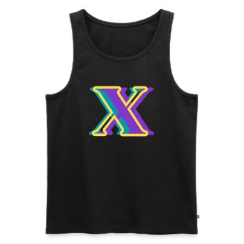 Lettre x multicolore - Débardeur bio Premium Homme - noir - Devant - AI Model Male 178 light (178cm)