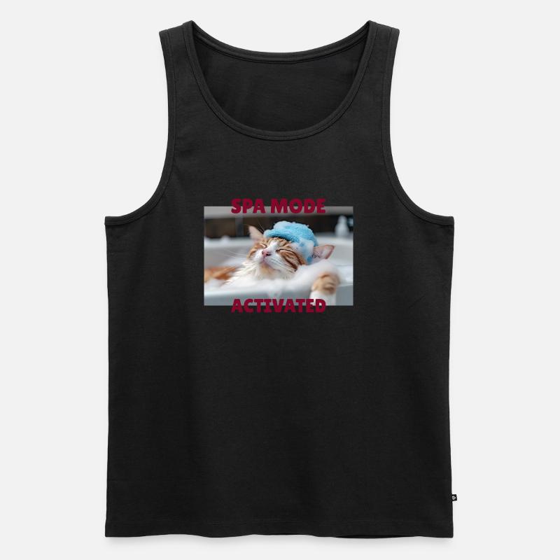 Spa-Modus Katze - Männer Premium Bio Tank Top - Schwarz