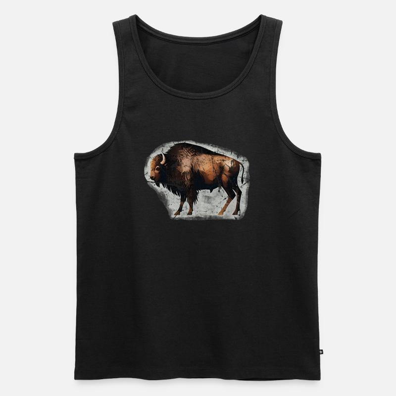 Bison Büffel Wisent Höhlenmalerei - Männer Premium Bio Tank Top - Schwarz