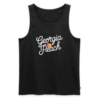 Georgia Peach Script - Men's Premium Organic Tank Top - black - Front - AI Model Male 178 light (178cm)