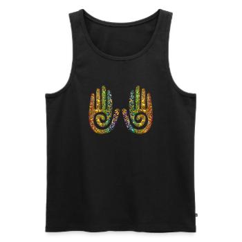 Heilende Spiralen Energie Hände - Ornament - Männer Premium Bio Tank Top - Schwarz - Vorne - Michal (187cm)