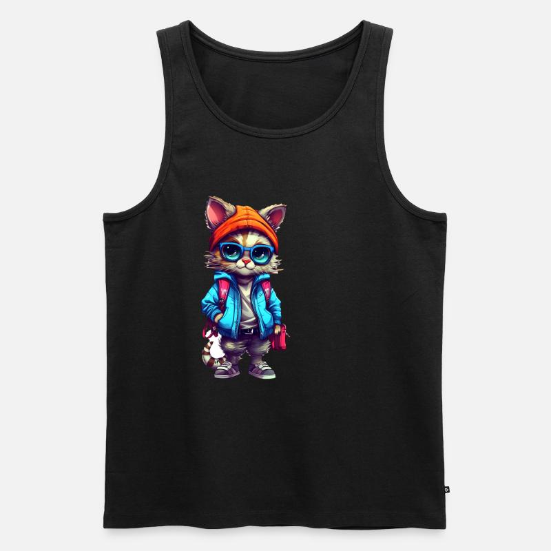 Cute Cat Cartoon - Männer Premium Bio Tank Top - Schwarz