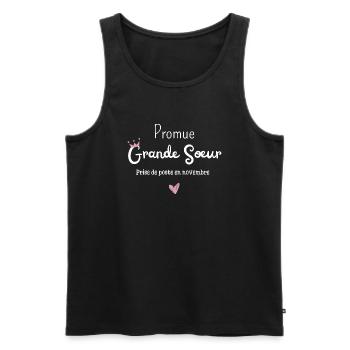 Promue grande soeur en novembre- annonce grossesse - Débardeur bio Premium Homme - noir - Devant - Michal (187cm)