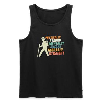 Scout Strength: Physical, Mental, Moral Tee - Men's Premium Organic Tank Top - black - Front - AI Model Male 178 light (178cm)