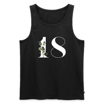 Numéro 18 floral vert -18e anniversaire floral - Débardeur bio Premium Homme - noir - Devant - AI Model Male 178 light (178cm)