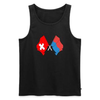 Drapeau de la Suisse et drapeau du Tessin - Débardeur bio Premium Homme - noir - Devant - AI Model Male 178 light (178cm)