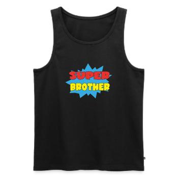 SUPERBRUDER - Männer Premium Bio Tank Top - Schwarz - Vorne - Michal (187cm)