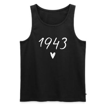 1943 coeur anniversaire - Débardeur bio Premium Homme - noir - Devant - Michal (187cm)
