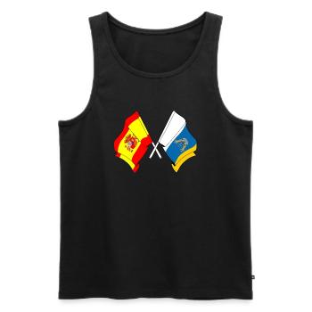 Drapeau de l’Espagne et des îles Canaries - Débardeur bio Premium Homme - noir - Devant - AI Model Male 178 light (178cm)