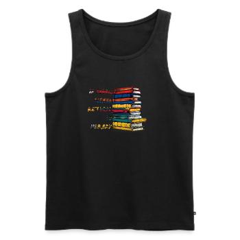 If Found Please Return To Library - Men's Premium Organic Tank Top - black - Front - AI Model Male 178 light (178cm)