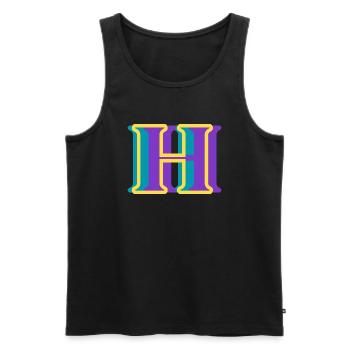 Mehrfarbiger Buchstabe h – originelle Geschenkidee - Männer Premium Bio Tank Top - Schwarz - Vorne - Michal (187cm)