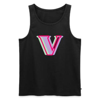Lettre V multicolore - Débardeur bio Premium Homme - noir - Devant - AI Model Male 178 light (178cm)