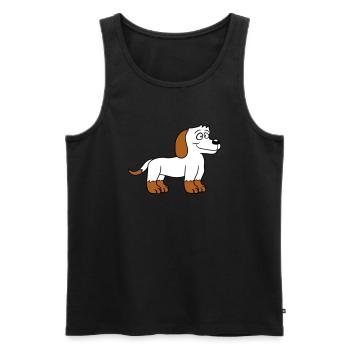 Dog Stands Cute Little Happy Puppy Pet - Men's Premium Organic Tank Top - black - Front - Michal (187cm)
