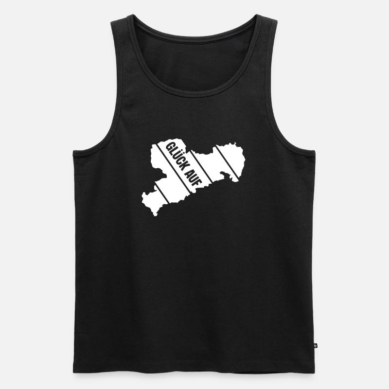 Retro Sachsen Gruss - Männer Premium Bio Tank Top - Schwarz