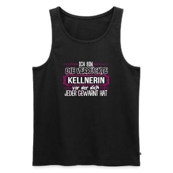 KELLNERIN - Verrückt - Männer Premium Bio Tank Top - Schwarz - Vorne - Michal (187cm)