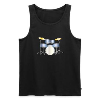 drums - Männer Premium Bio Tank Top - Schwarz - Vorne - AI Model Male 178 light (178cm)