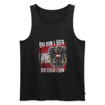 Do bin i her – Austrian pride of homeland - Men's Premium Organic Tank Top - black - Front - AI Model Male 178 light (178cm)