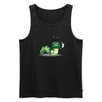 caterpillar humorous stinking finger - Men's Premium Organic Tank Top - black - Front - AI Model Male 178 light (178cm)