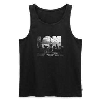 London - Männer Premium Bio Tank Top - Schwarz - Vorne - AI Model Male 178 light (178cm)