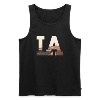 LA - Men's Premium Organic Tank Top - black - Front - AI Model Male 178 light (178cm)