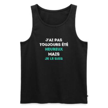 Happy, I am - Special Edition - Men's Premium Organic Tank Top - black - Front - AI Model Male 178 light (178cm)