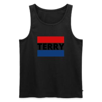 t shirt prenom TERRY, tee shirt personnalisé preno - Débardeur bio Premium Homme - noir - Devant - Michal (187cm)