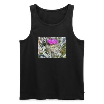 Scotch cotton thistle also woolly thistle - Men's Premium Organic Tank Top - black - Front - AI Model Male 178 light (178cm)