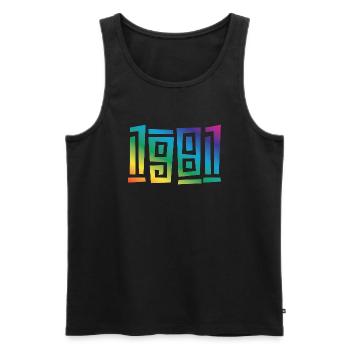 1981 Year of birth - Men's Premium Organic Tank Top - black - Front - AI Model Male 178 light (178cm)