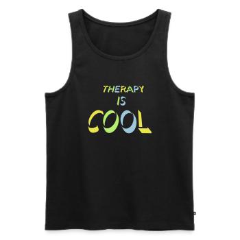 therapy is cool Quote - Men's Premium Organic Tank Top - black - Front - AI Model Male 178 light (178cm)