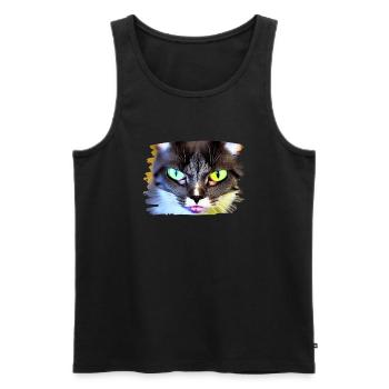 Cracy cat 2 - Männer Premium Bio Tank Top - Schwarz - Vorne - Michal (187cm)
