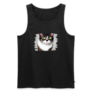 Cracy cat 3 - Men's Premium Organic Tank Top - black - Front - Michal (187cm)