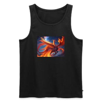 Ciel bleu rouge avec une créature générée par l’IA - Débardeur bio Premium Homme - noir - Devant - AI Model Male 178 light (178cm)