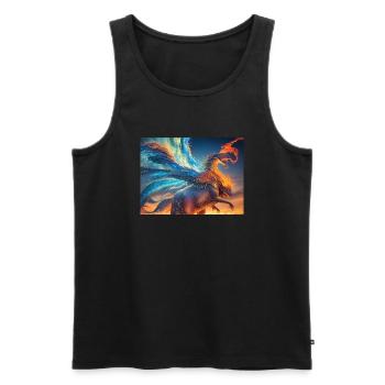 Ciel bleu rouge avec une créature générée par l’IA - Débardeur bio Premium Homme - noir - Devant - AI Model Male 178 light (178cm)