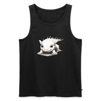 Tierkind Axolotl in der Farbe Weiß - Männer Premium Bio Tank Top - Schwarz - Vorne - AI Model Male 178 light (178cm)