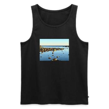 Rochers au milieu de la mer calme - Débardeur bio Premium Homme - noir - Devant - AI Model Male 178 light (178cm)