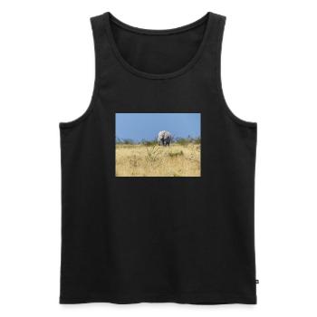 éléphant et paysage dans un parc national d’Etosha - Débardeur bio Premium Homme - noir - Devant - Michal (187cm)