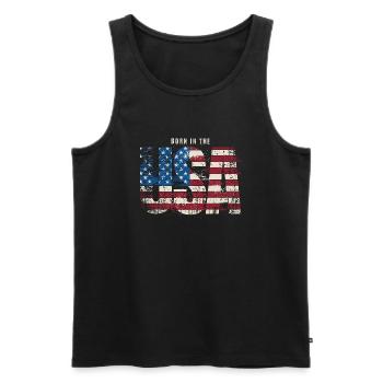 Geboren in den USA - Männer Premium Bio Tank Top - Schwarz - Vorne - Michal (187cm)