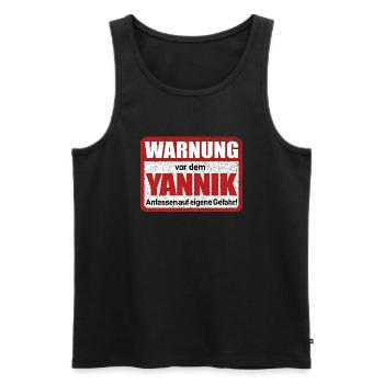 Yannik Name Lustiges Warnschild - Männer Premium Bio Tank Top - Schwarz - Vorne - Michal (187cm)