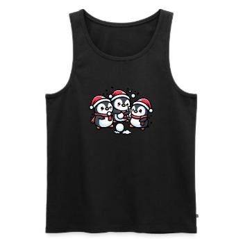 Adorable mignon pingouin père Noël chapeau boule de neige d’hiver fi - Débardeur bio Premium Homme - noir - Devant - Michal (187cm)