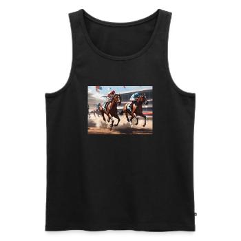 Pferderennen #1 - Männer Premium Bio Tank Top - Schwarz - Vorne - AI Model Male 178 light (178cm)