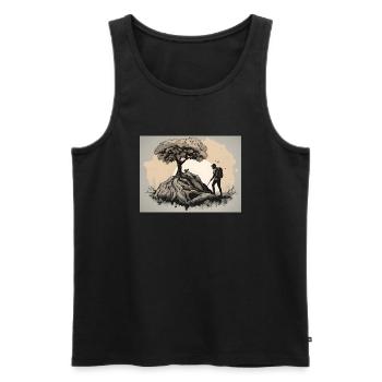 Wanderer im Sonnenuntergang - Männer Premium Bio Tank Top - Schwarz - Vorne - Michal (187cm)