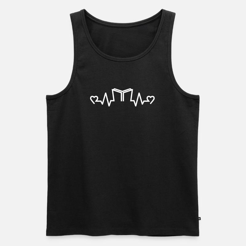 Herzfrequenz Buch Reader, Reader, Bücher - Männer Premium Bio Tank Top - Schwarz