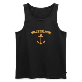 Westerland - Sylt - Nordsee - Anker - Möwe - Insel - Männer Premium Bio Tank Top - Schwarz - Vorne - Michal (187cm)