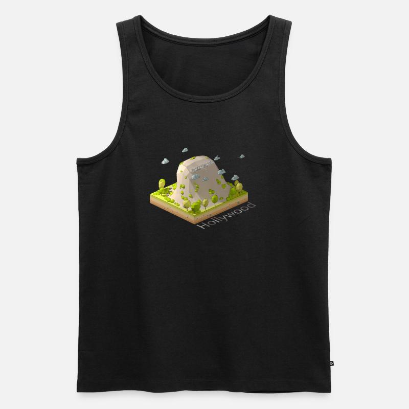 Geometrisches Low-Poly-Hollywood-Zeichen - Männer Premium Bio Tank Top - Schwarz