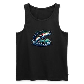 Angeln - Fisch - Männer Premium Bio Tank Top - Schwarz - Vorne - Michal (187cm)