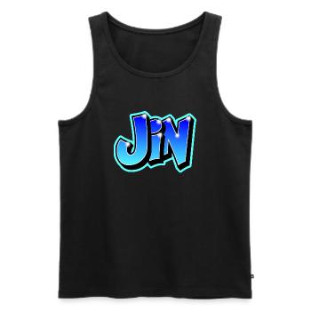 Graffiti "JIN" imrimable sur tout support - Débardeur bio Premium Homme - noir - Devant - AI Model Male 178 light (178cm)