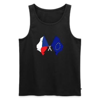 Drapeau de la République tchèque, drapeau de l’Europe - Débardeur bio Premium Homme - noir - Devant - Michal (187cm)